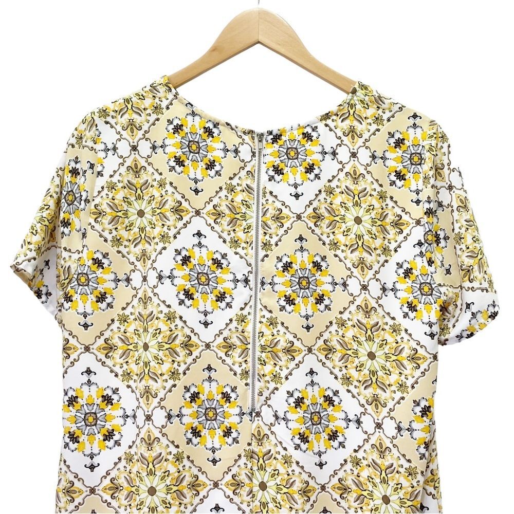 Lulus Dandy Lion Yellow White Tile Print Mini Shift Dress Women’s Size Medium - Picture 7 of 13